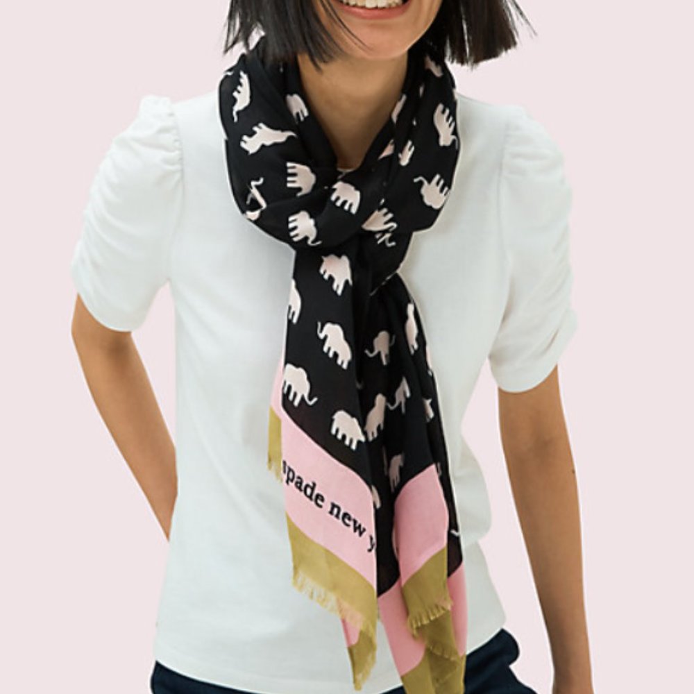 Kate Spade Elephant oblong scarf